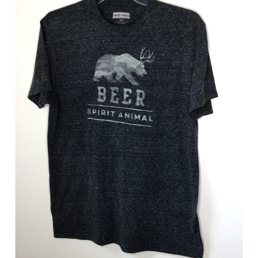 State of Mine "Beer Spirit Animal" Gray Heathered T-Shirt Size L